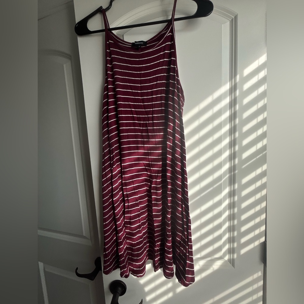 Ambiance Burgundy and White Striped Dress